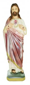 Copertina di 'Statua Sacro Cuore di Ges in gesso madreperlato dipinta a mano - 40 cm'