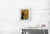 Immagine di 'Quadro "Madonna col Bambino" con passe-partout e cornice minimal - dimensioni 53x43 cm'