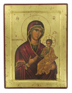 Copertina di 'Icona Madonna con il Bambino, produzione greca su legno - 31,5 x 24 cm'