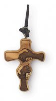 Ciondolo con croce dell'amicizia in legno d'ulivo - 3 cm