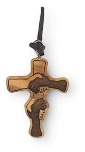 Copertina di 'Ciondolo con croce dell'amicizia in legno d'ulivo - 3 cm'