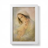 Quadretto "Madonna col bambino" moderna con cornice minimal - dimensioni 15x10 cm