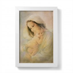 Copertina di 'Quadretto "Madonna col bambino" moderna con cornice minimal - dimensioni 15x10 cm'