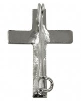 Immagine di 'Crocetta distintivo in metallo liscio nichelato con spilla - 2,5 cm'