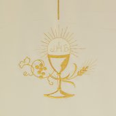 Immagine di 'Coprileggio avorio con croce e simboli Prima Comunione'