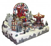Immagine di 'Villaggio natalizio con giostra e luna park in movimento, luci, musica (60 x 48 x 49 cm)'