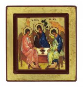 Icona greca in legno "Trinità di Rublev" - 14x13,5 cm