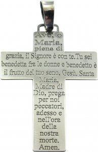 Copertina di 'Croce in argento 925 con la preghiera Ave Maria - 4 cm'