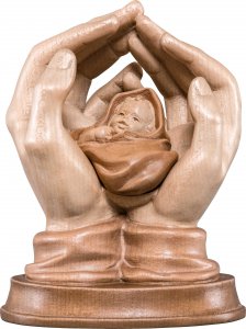 Copertina di 'Mani protettrici con neonato - Demetz - Deur - Statua in legno dipinta a mano. Altezza pari a 8 cm.'