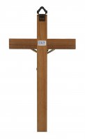 Immagine di 'Crocifisso da parete in legno di noce con Cristo in metallo - 17 cm'