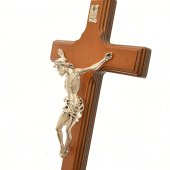 Immagine di 'Croce in legno e metallo argentato color ciliegio - altezza 27 cm'