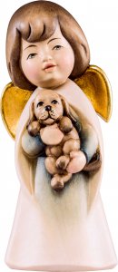 Copertina di 'Statuina dell'angioletto con cagnolino, linea da 11 cm, in legno dipinto a mano, collezione Angeli Sognatori - Demetz Deur'