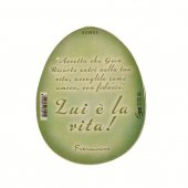 Immagine di 'Magnete verde a forma di uovo con augurio pasquale - dimensioni 6x4,5 cm'