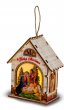 Casetta tridimensionale in legno con Nativit� e luce a led - altezza 9,5 cm
