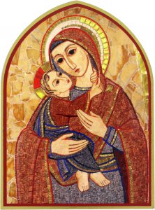 Copertina di 'Quadro cuspide cm 10,6x14,5  - Madonna Bambino di Padre Rupnik'