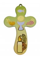 Immagine di 'Bomboniera Comunione bambino/bambina: croce Eucaristia con preghiera in italiano'