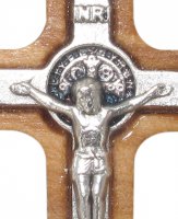 Immagine di 'Croce San Benedetto in legno d'ulivo e metallo con cordone - 2,3 cm'