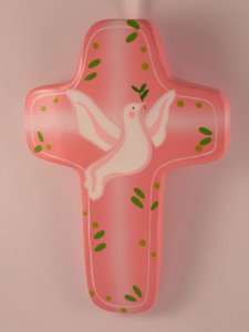 Copertina di 'Croce legno colomba bianca sfondo rosa'