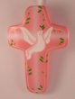 Croce legno colomba bianca sfondo rosa