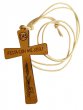 Croce in legno con laccio bianco "Resta con me Ges" - altezza 8 cm