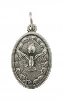Immagine di 'Medaglia Sacra Famiglia e Colomba Spirito Santo, metallo ossidato, ottimo ciondolo o pendente per collanina al collo - 2,5 x 1,5 cm'
