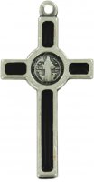 Immagine di 'Croce San Benedetto in metallo nichelato con smalto nero - 3,5 cm'