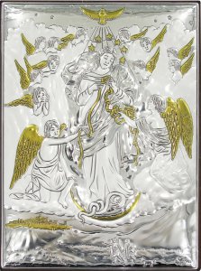 Copertina di 'Quadretto Bassorilievo di Maria che scioglie i nodi, Argento 999 (26 x 19,5 cm)'