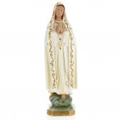 Statua in gesso madreperlato Madonna di Fatima dipinta a mano - cm 30