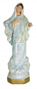 Copertina di 'Statua Madonna di Medjugorje in gesso madreperlato dipinta a mano - 20 cm'
