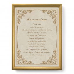 Copertina di 'Quadro con preghiera "Il tuo nome nel cuore" su cornice dorata - dimensioni 44x34 cm'