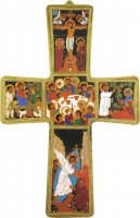 Croce Passione di Cristo da parete stampa su legno - 34 x 22 cm