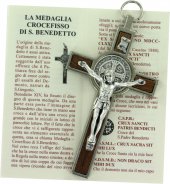 Immagine di 'Croce San Benedetto in legno naturale e metallo - 8 cm'