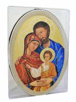 Immagine di 'Icona ovale " Sacra Famiglia" bizantina - 14,5 x 10,5 cm'