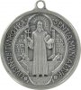 Medaglia San Benedetto in metallo argentato ossidato - 9 mm