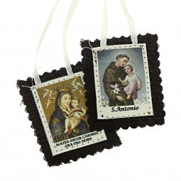 Copertina di 'Scapolare Madonna del Carmine e Sant'Antonio di Padova in tessuto - 5 cm'