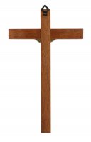 Immagine di 'Crocifisso da parete in legno con Cristo in metallo brunito - 25 cm'