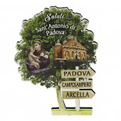 Magnete in legno a forma di noce "Saluti... Sant'Antonio di Padova" - dimensioni 8 x 6 cm