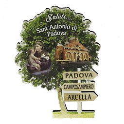 Copertina di 'Magnete in legno a forma di noce "Saluti... Sant'Antonio di Padova" - dimensioni 8 x 6 cm'