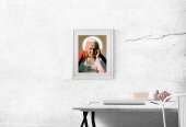 Immagine di 'Quadro "Papa Giovanni Paolo II" con passe-partout e cornice minimal - dimensioni 53x43 cm'