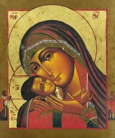 Immagine di 'Icona greca in legno "Madonna di Korsun" - 25 x 22 cm'