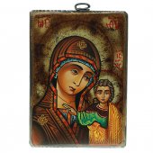 Icona bizantina dipinta a mano "Madre di Dio Kazanskaja" - 14x10 cm