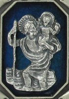 Immagine di 'Portachiavi San Cristoforo tipo pergamena in metallo nichelato'