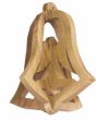 Campana tridimensionale in legno d'ulivo con angelo - dimensioni 6,5x4 cm
