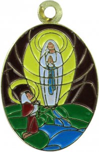 Copertina di 'Medaglia Madonna di Lourdes in acciaio con smalti'