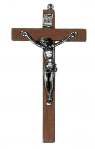 Copertina di 'Crocifisso in legno con Cristo in metallo ossidato - 10 x 5 cm'