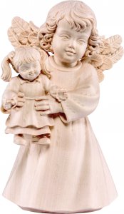 Copertina di 'Statuina dell'angioletto con bambola, linea da 10 cm, in legno naturale, collezione Angeli Sissi - Demetz Deur'