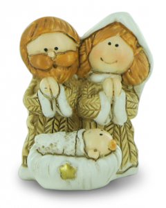 Copertina di 'Nativit in resina colorata, decorazione natalizia/soprammobile, piccolo presepe con Sacra Famiglia, 3 x 3,5 cm'