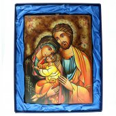 Immagine di 'Icona bizantina dipinta a mano "Sacra Famiglia con Gesù in vesti dorate" - 40x30 cm'