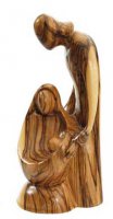 Statua con Sacra Famiglia in legno d'ulivo