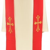 Immagine di 'Stola rossa con croce dorata tripartita e stilizzata'